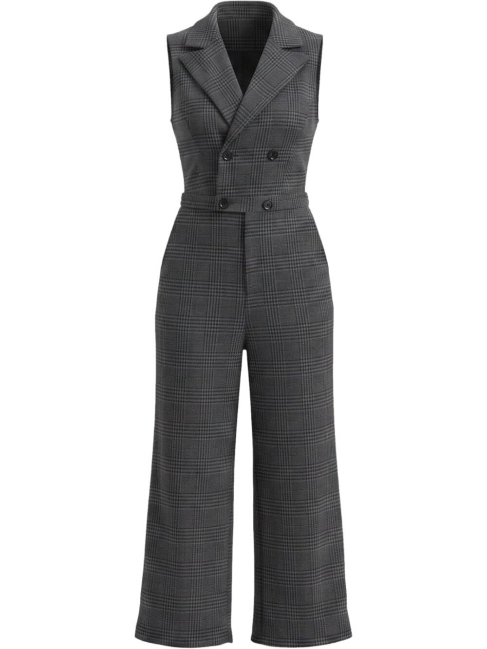Stylish Plaid Sleeveless Jumpsuit for Women | Business Casual Romper Outfit